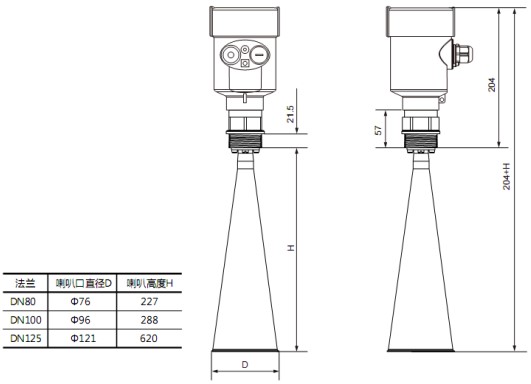 高頻雷達液位計RD708外形尺寸圖